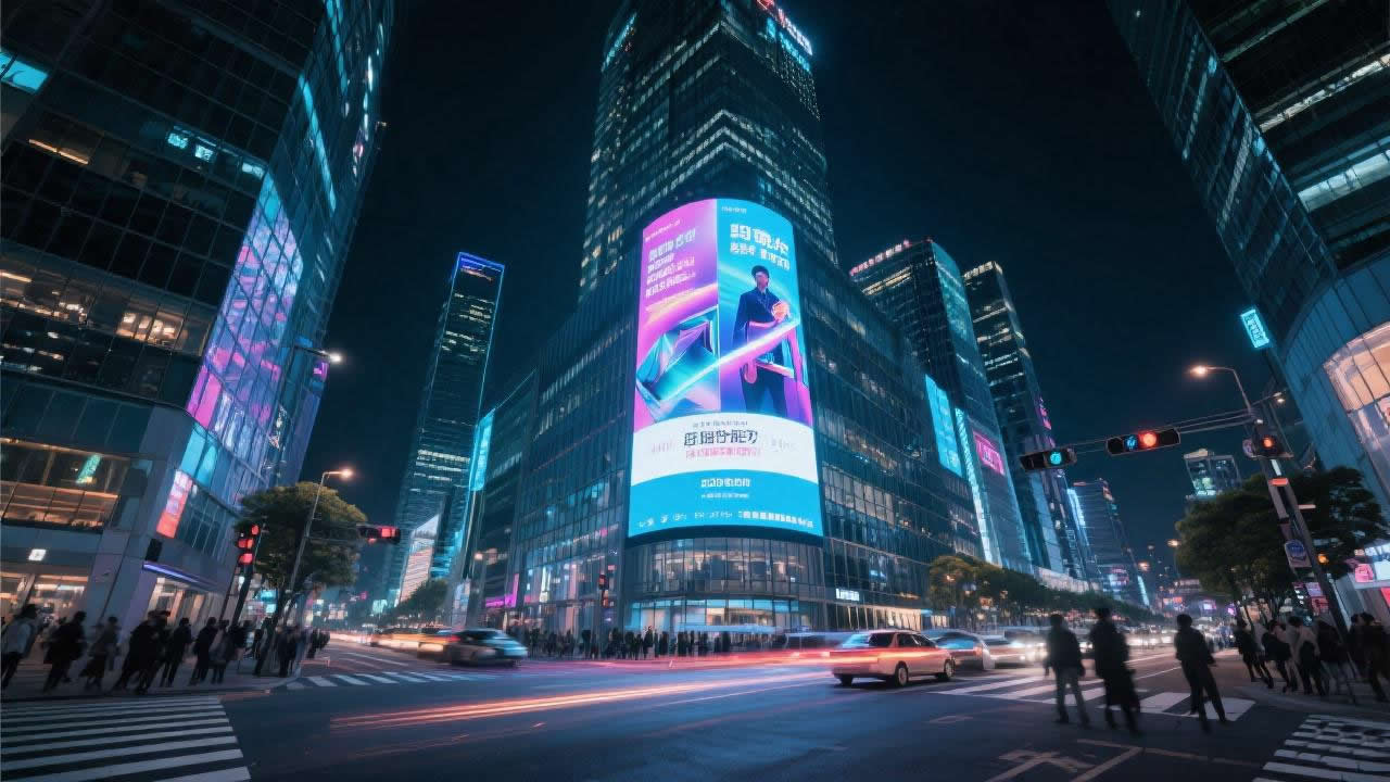 维康国际-城市商圈大型户外LED广告屏地标应用实景效果图